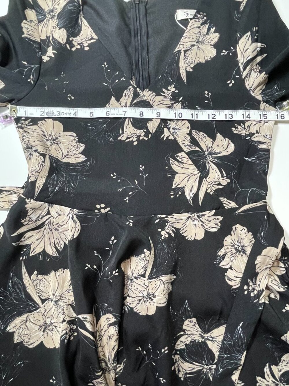 Style by Zone Women’s Black Floral V‑Neck Dress NWT Size Large Poly Spandex - Picture 6 of 8